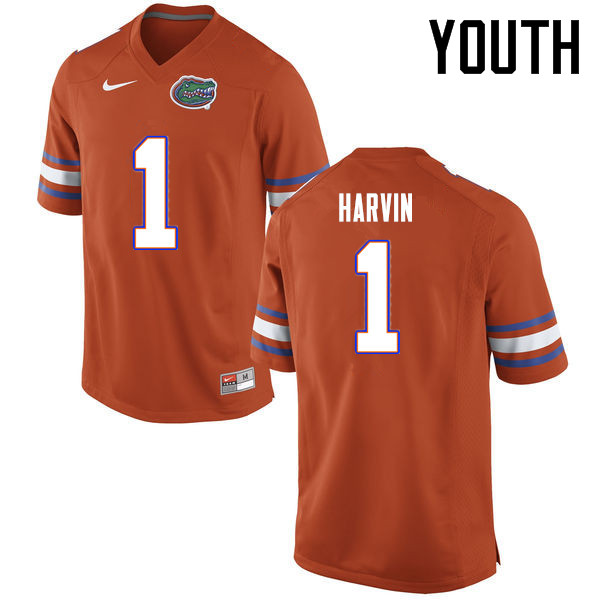 Youth Florida Gators #1 Percy Harvin College Football Jerseys Sale-Orange - Click Image to Close